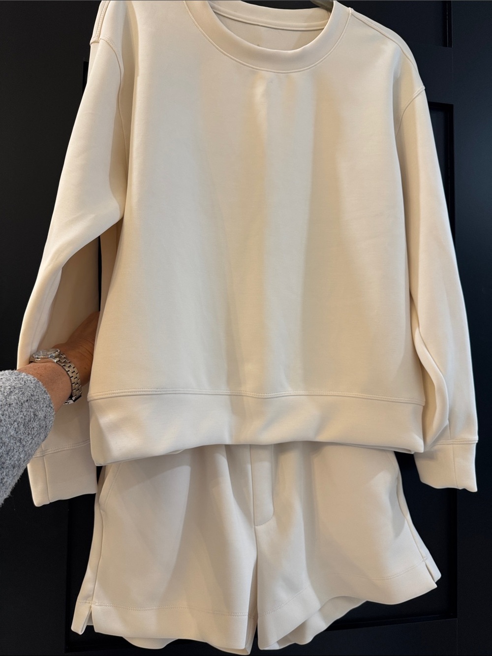 a new day Cream Oversized Sweatshirt and Shorts Set